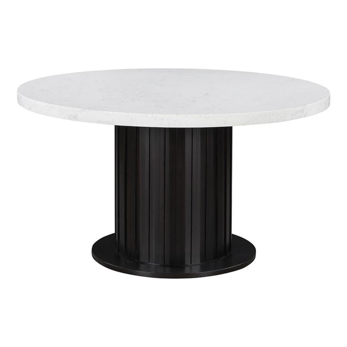 Sherry - Round Marble Top Dining Table - Rustic Espresso - JaxCo Furniture