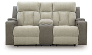 WhipLash - Sisal - Power Reclining Loveseat With Console / Adj Headrest - JaxCo Furniture