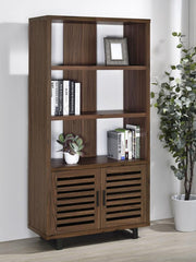Maddox - 3-Shelf Cabinet Bookcase - Walnut - JaxCo Furniture