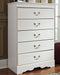 Anarasia - White - Five Drawer Chest - JaxCo Furniture