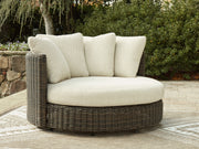 Kimora - Beige / Dark Brown - Swivel Lounge Chair With Cushion - JaxCo Furniture