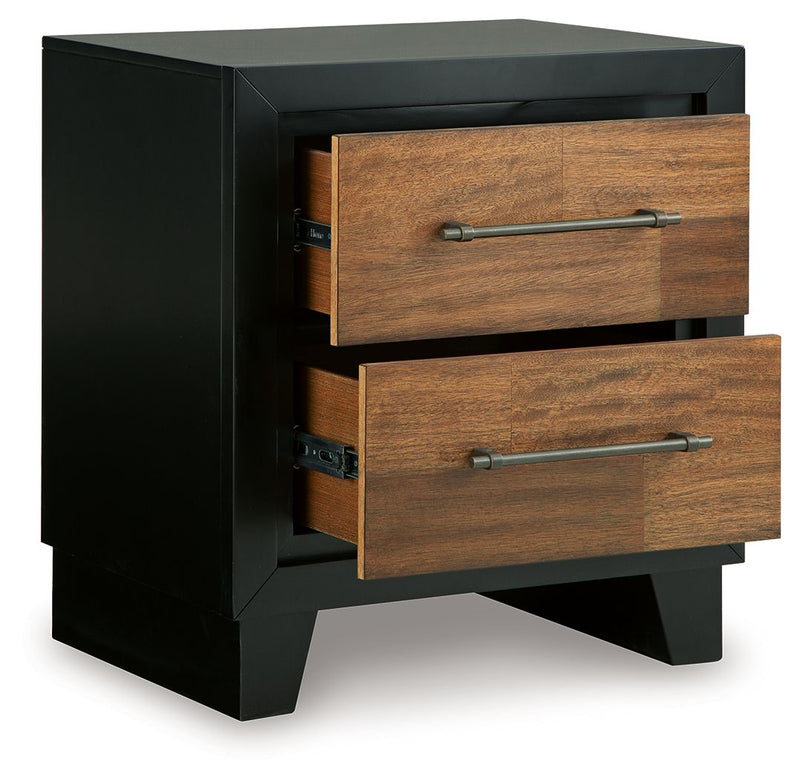 Kraeburn - Brown / Black - Two Drawer Night Stand - JaxCo Furniture