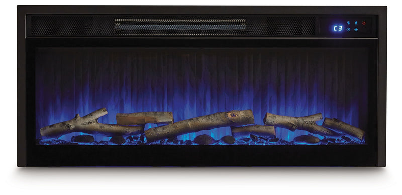 Entertainment Accessories - Black - Fireplace Insert With Faux Birch Log Set - JaxCo Furniture