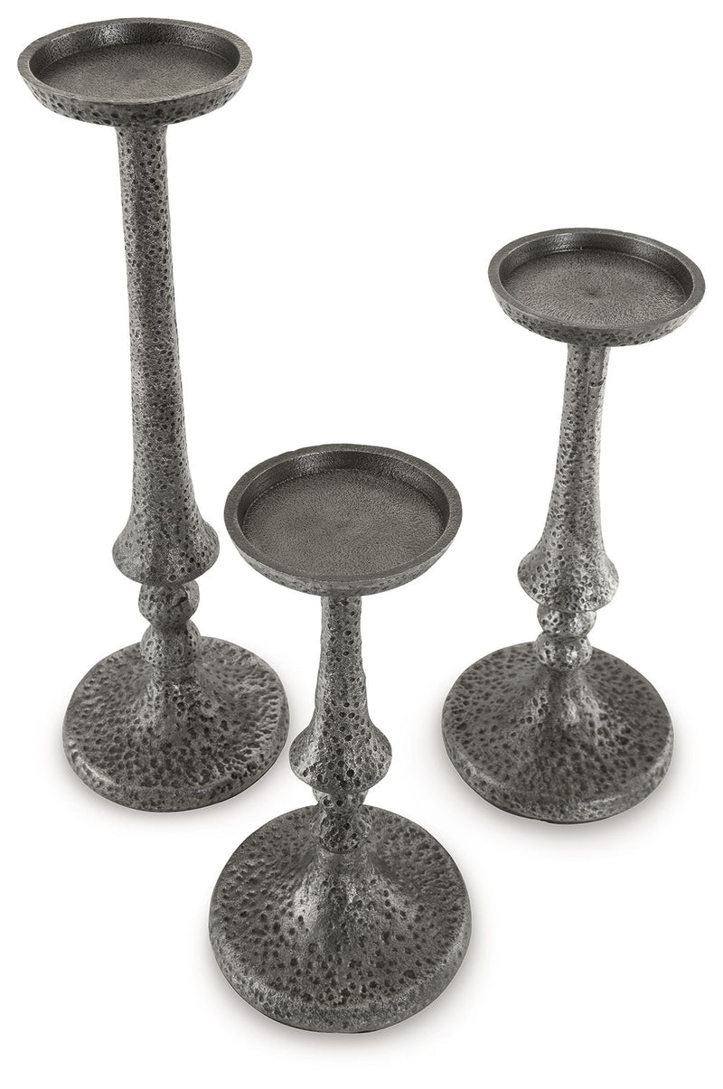 Eravell - Pewter Finish - Candle Holder Set (Set of 3) - JaxCo Furniture