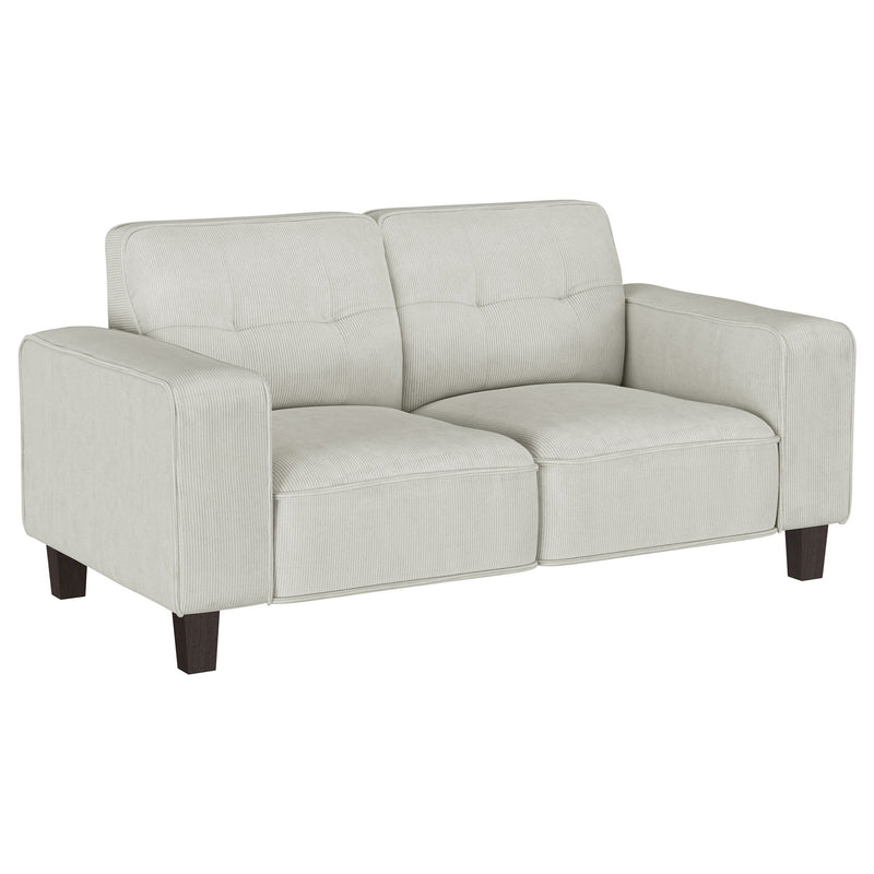 Deerhurst - Upholstered Track Arm Tufted Loveseat - Greige - JaxCo Furniture