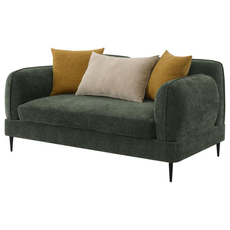 Jade - Chenille Upholstered Modern Track Arm Loveseat - JaxCo Furniture