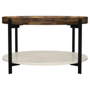 Adhvik - Round Table With Marble Shelf - JaxCo Furniture