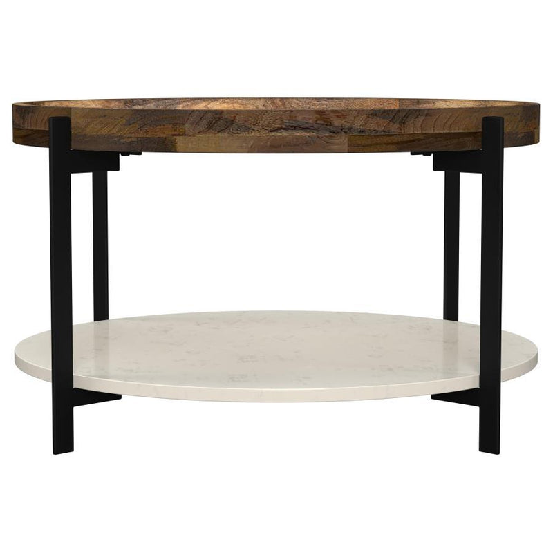 Adhvik - Round Table With Marble Shelf - JaxCo Furniture