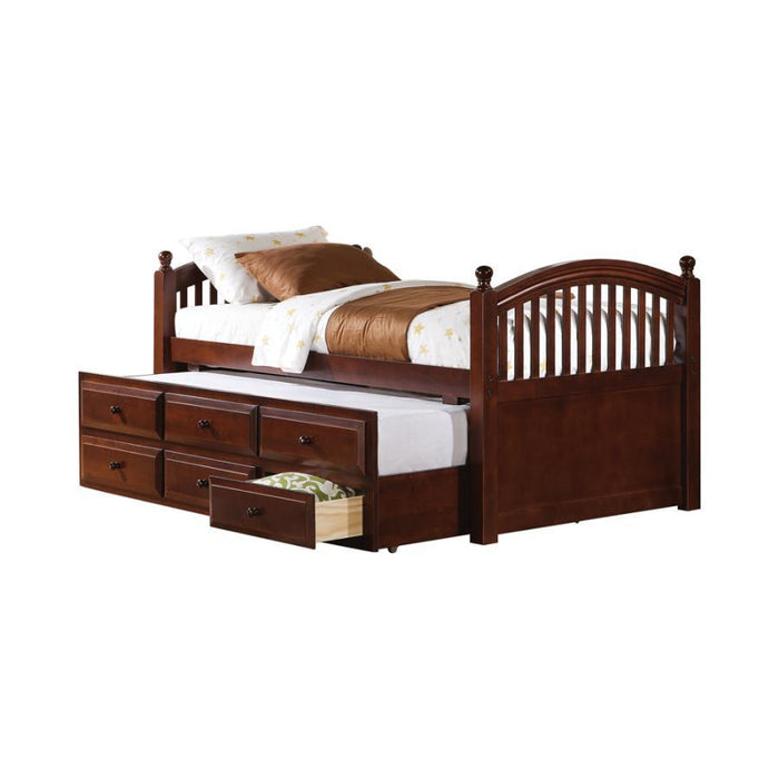 Norwood - 3-Drawer Twin Bed With Captains Trundle - Chestnut - JaxCo Furniture