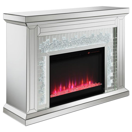 Gilmore - Mirrored Freestanding Electric Fireplace - Silver - JaxCo Furniture