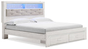 Altyra - White - King Upholstered Bookcase Bed With Storage - JaxCo Furniture