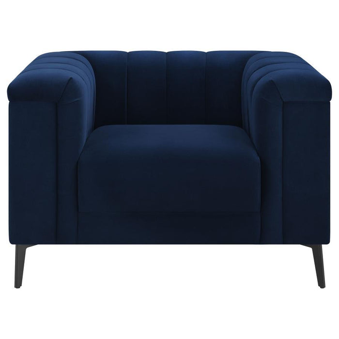 Chalet - Upholstered Tuxedo Arm Tufted Chair - Blue - JaxCo Furniture