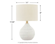 Wardmont - White - Ceramic Table Lamp - JaxCo Furniture
