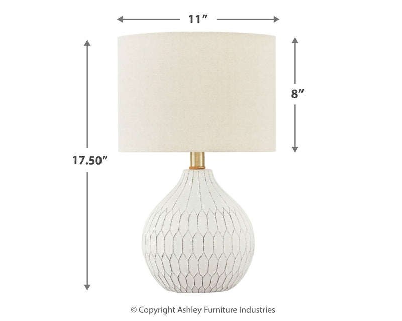 Wardmont - White - Ceramic Table Lamp - JaxCo Furniture