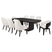 Leandro - 9 Piece Rectangular Dining Table Set - Cream / Burnished Black - JaxCo Furniture