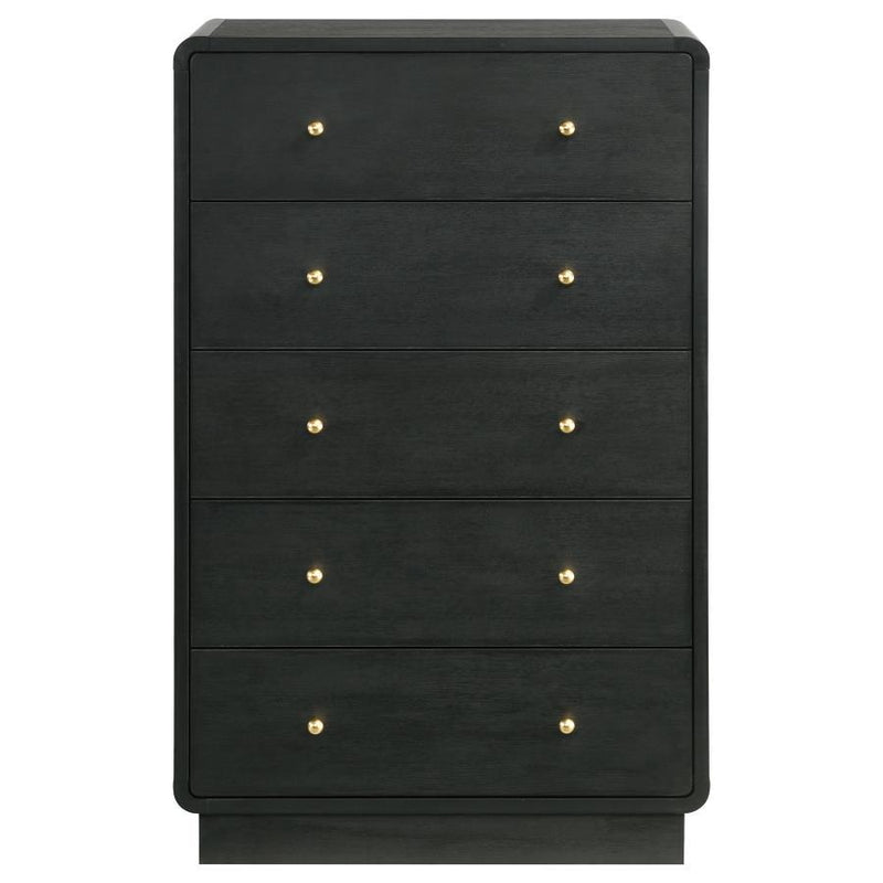 Cavelle - 5-Drawer Chest Of Drawers - Black - JaxCo Furniture