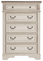 Realyn - White / Brown / Beige - Five Drawer Chest - JaxCo Furniture