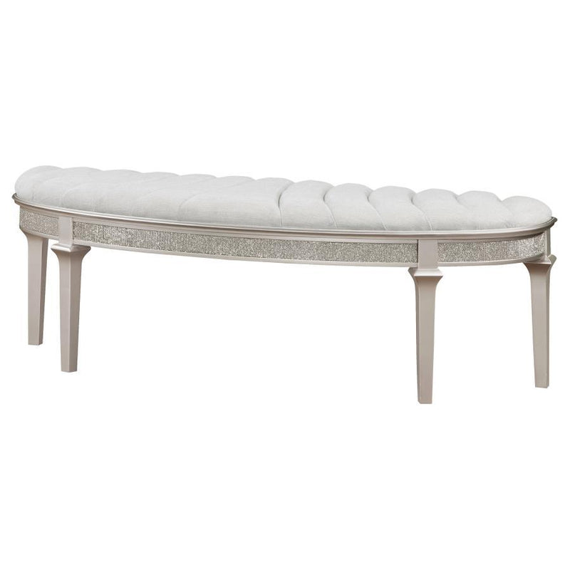Evangeline - Curved Fabric Upholstered Bench - Silver Oak - JaxCo Furniture