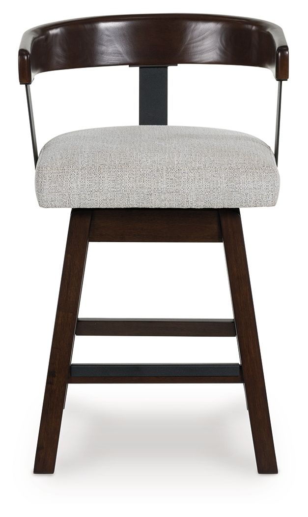 Haddigan - Dark Brown - Upholstered Swivel Barstool (Set of 2) - JaxCo Furniture