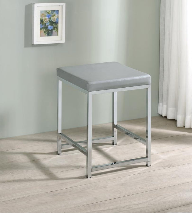 Umbridge - Upholstered Square Padded Cushion Vanity Stool - Light Gray - JaxCo Furniture