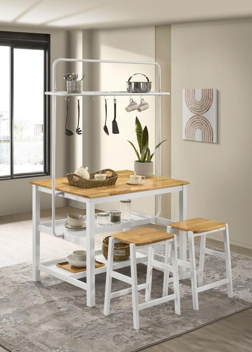 Edgeworth - 3 Piece Kitchen Island Counter Height Table Set - White - JaxCo Furniture