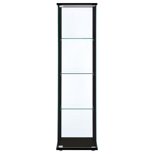 Cyclamen - 4-Shelf Clear Glass Curio Display Cabinet - Black - JaxCo Furniture