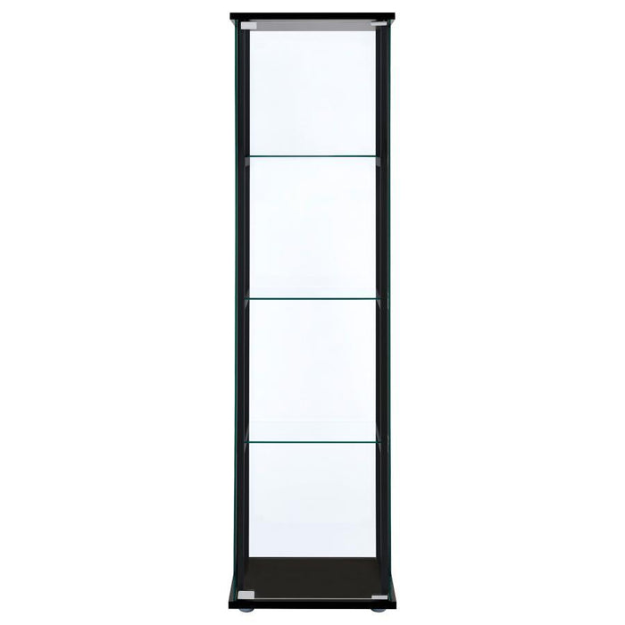 Cyclamen - 4-Shelf Clear Glass Curio Display Cabinet - Black - JaxCo Furniture