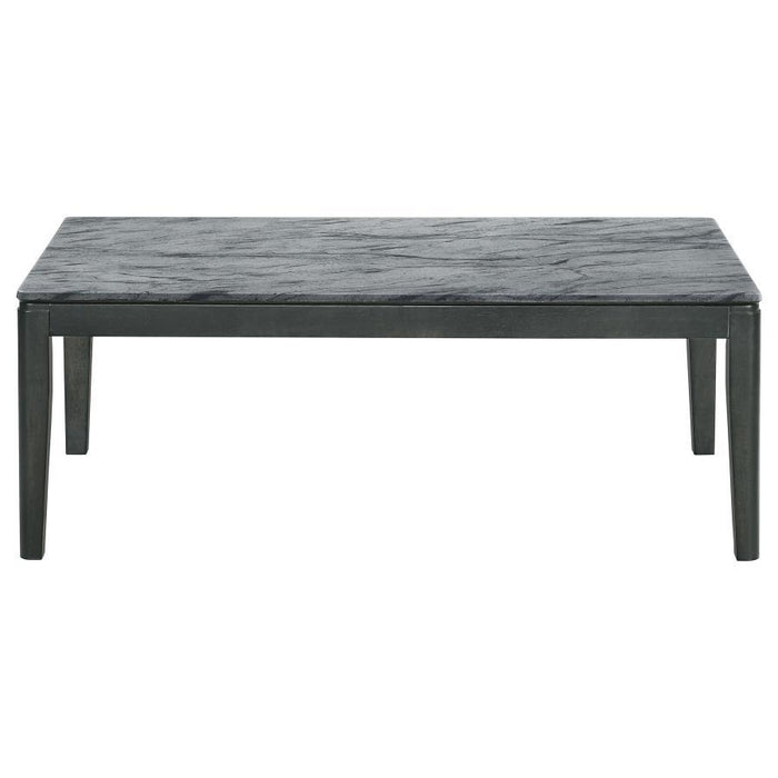 Mozzi - Rectangular Faux Marble Coffee Table - Gray And Black - JaxCo Furniture