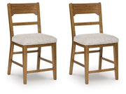 Cabalynn - Oatmeal / Light Brown - Upholstered Barstool (Set of 2) - JaxCo Furniture