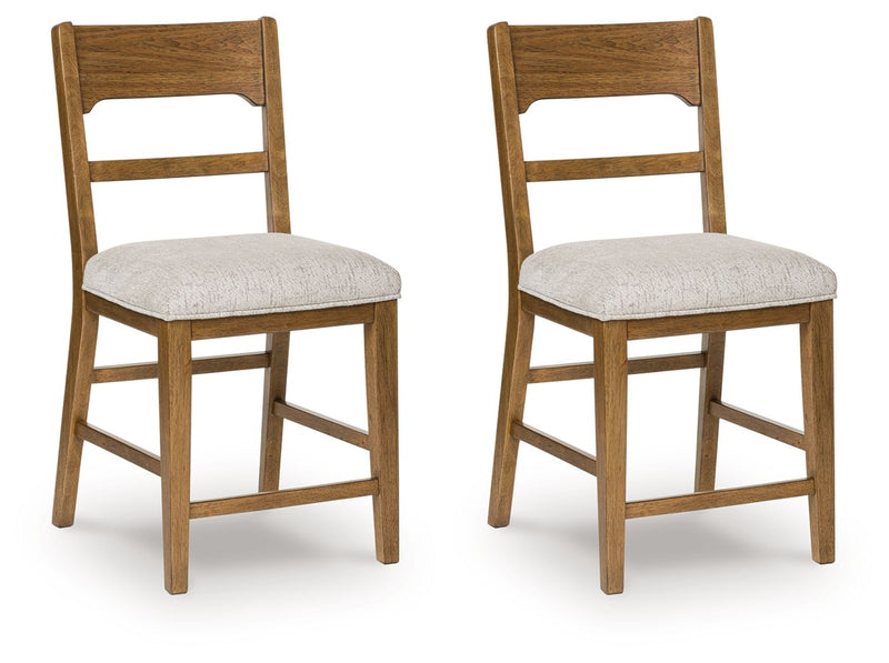 Cabalynn - Oatmeal / Light Brown - Upholstered Barstool (Set of 2) - JaxCo Furniture