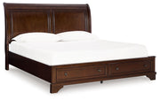 Trellington - Brown - King Sleigh Storage Bed - JaxCo Furniture