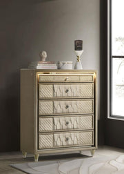 Lorient - 5-Drawer LED Chest Of Drawers - Ivory And Camel - JaxCo Furniture