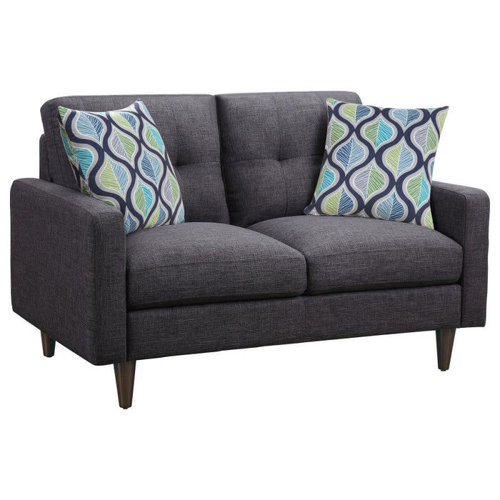 Watsonville - Upholstered Track Arm Tufted Loveseat - Gray - JaxCo Furniture