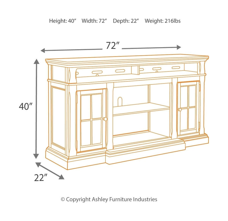 Roddinton - Dark Brown - 2 Pc. - 74" TV Stand with Electric Infrared Fireplace Insert - JaxCo Furniture