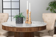 Ortega - Round Marble Top Wood Dining Table - Natural - JaxCo Furniture