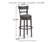 Caitbrook - Gray - Tall UPH Swivel Barstool - JaxCo Furniture