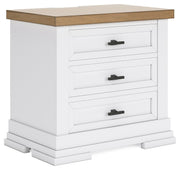 Ashbryn - White / Natural - Three Drawer Night Stand - JaxCo Furniture
