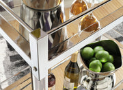 Chaseton - Clear / Silver Finish - Bar Cart - JaxCo Furniture
