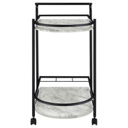Desiree - 2-Tier Faux Marble Shelf Metal Bar Cart - JaxCo Furniture
