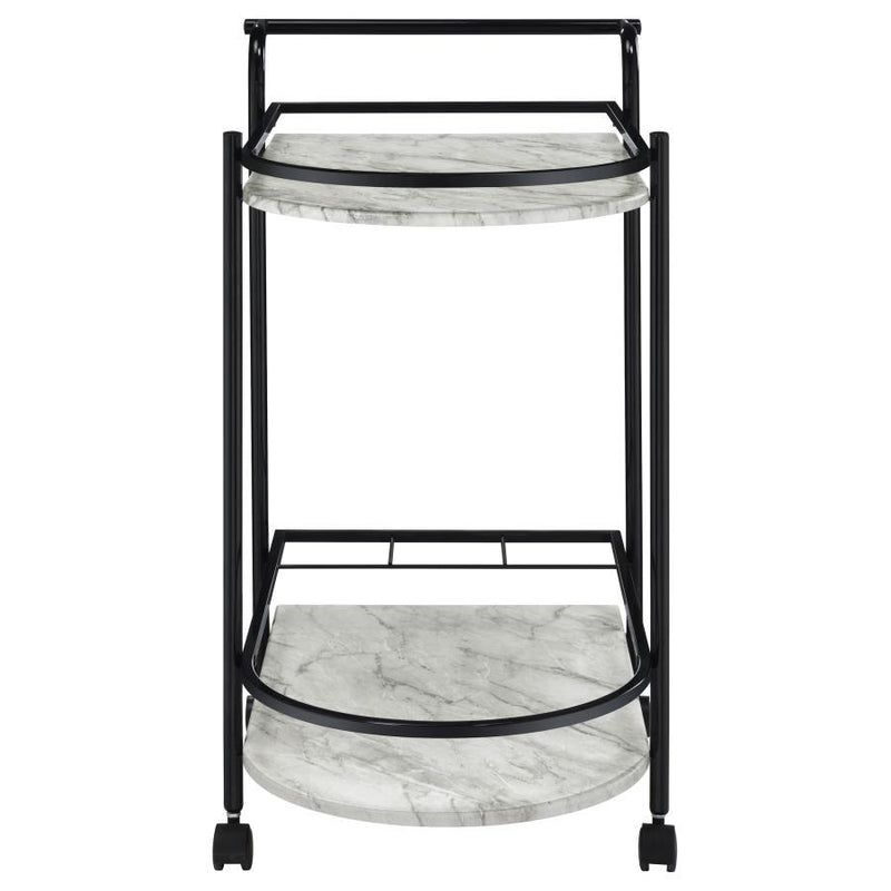 Desiree - 2-Tier Faux Marble Shelf Metal Bar Cart - JaxCo Furniture