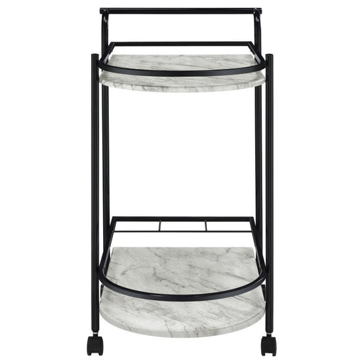 Desiree - 2-Tier Faux Marble Shelf Metal Bar Cart - JaxCo Furniture