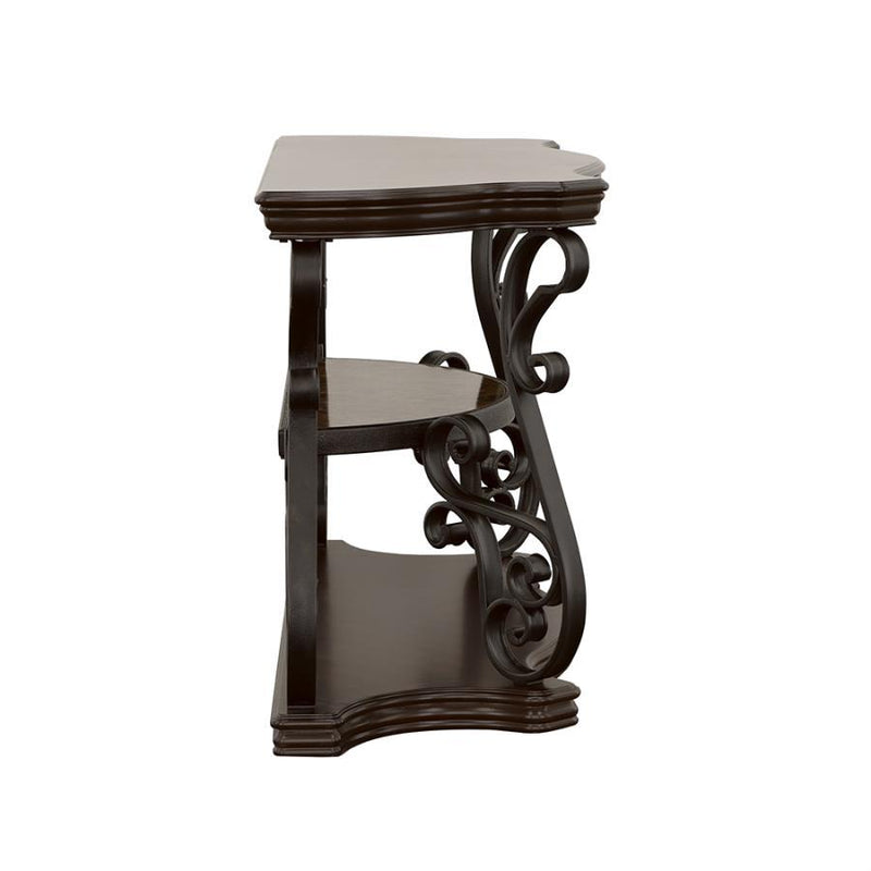 Laney - Scrollwork Entryway Sofa Console Table - Deep Merlot - JaxCo Furniture