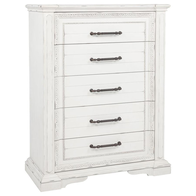 Mckinney - 5-Drawer Bedroom Chest Of Drawers - Vintage White - JaxCo Furniture