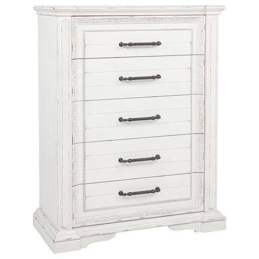 Mckinney - 5-Drawer Bedroom Chest Of Drawers - Vintage White - JaxCo Furniture