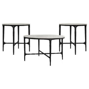 Hermas - Round Marble Coffee And End Table Set - JaxCo Furniture
