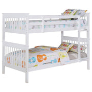 Chapman - Wood Twin Over Twin Bunk Bed With Mattress - White - JaxCo Furniture