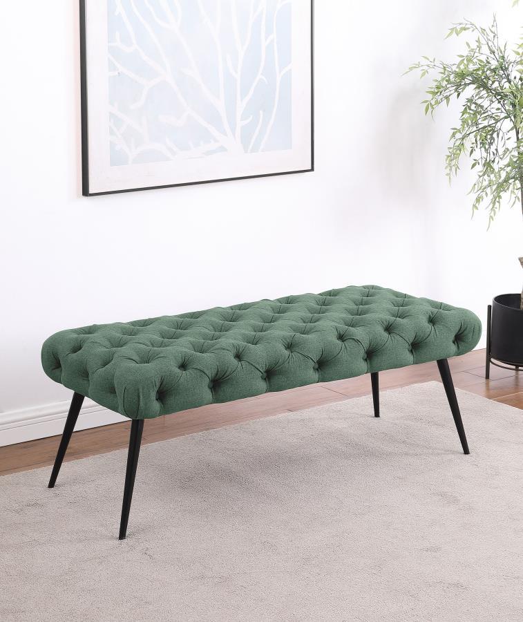 Ella - Upholstered Tufted Bench Metal Legs - JaxCo Furniture