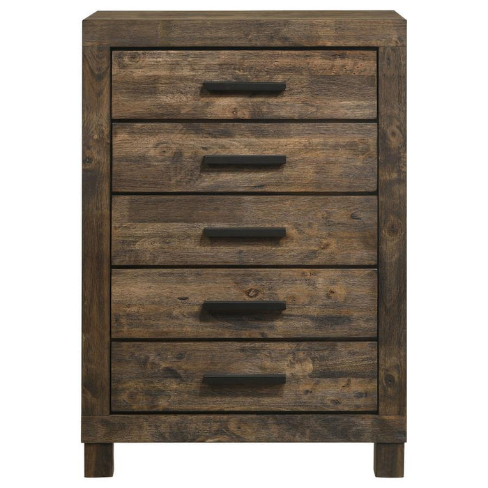 Woodmont - 5-Drawer Bedroom Chest - Rustic Golden Brown - JaxCo Furniture