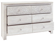 Paxberry - Whitewash - Six Drawer Dresser - Medallion Drawer Pulls - JaxCo Furniture