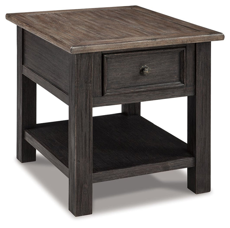 Tyler - Grayish Brown / Black - Rectangular End Table - JaxCo Furniture